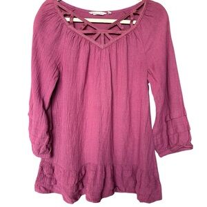 Soft Surroundings Crisscross Neck Tunic in Mauve